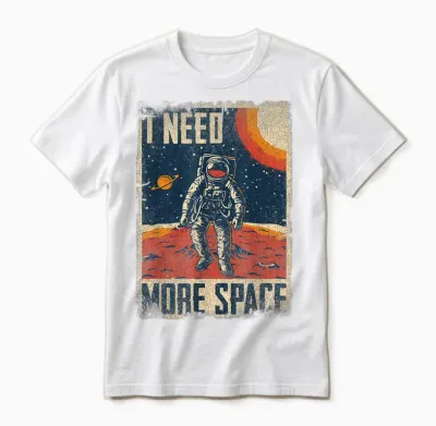 Funny Quote Space Man Astronaut Retro I Need More Space Unisex T-Shirt - White