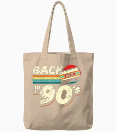 90s Outfit | Back to the 90s Retro Party Carnival T-Shirt, Black Tote Bags - Natural