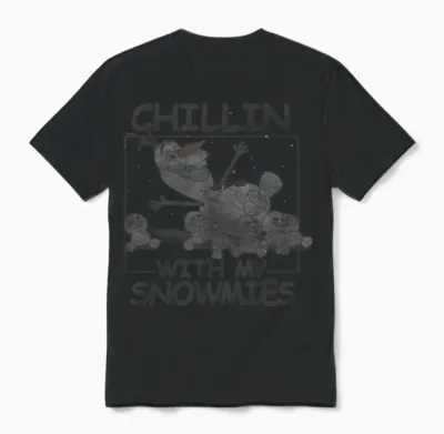 Disney Frozen Olaf Chillin with My Snowmies Portrait T-Shirt Small Unisex T-Shirt - Black