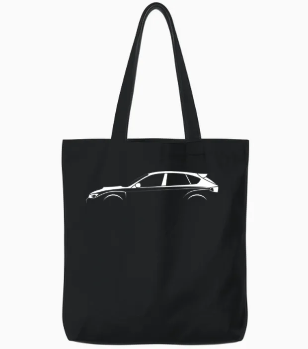 Subaru Wrx Hatchback Tote Bags in Black
