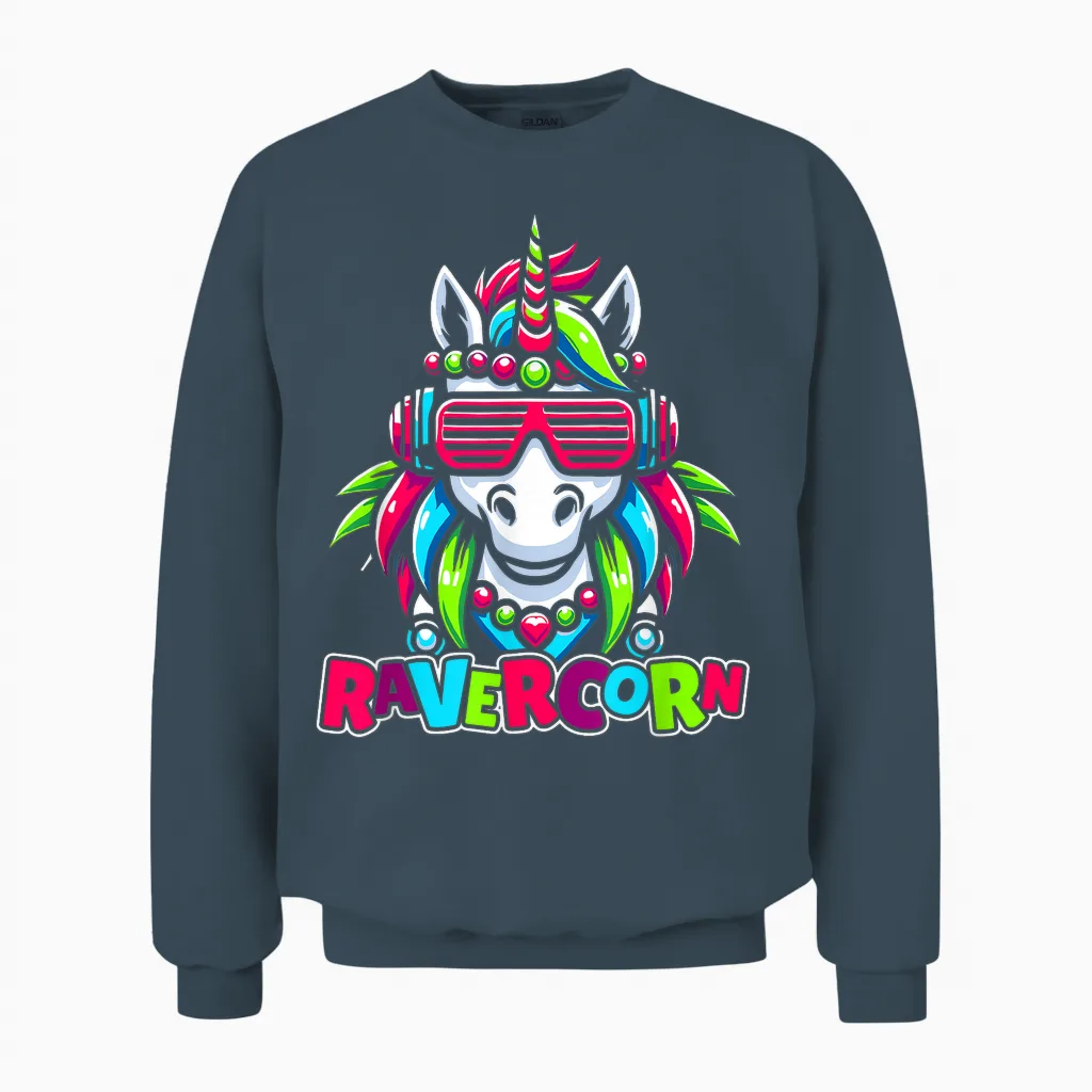 Techno Unicorn Music - Party Rave Nightclub Dj Techno Unisex Sweatshirt in Dark Heather