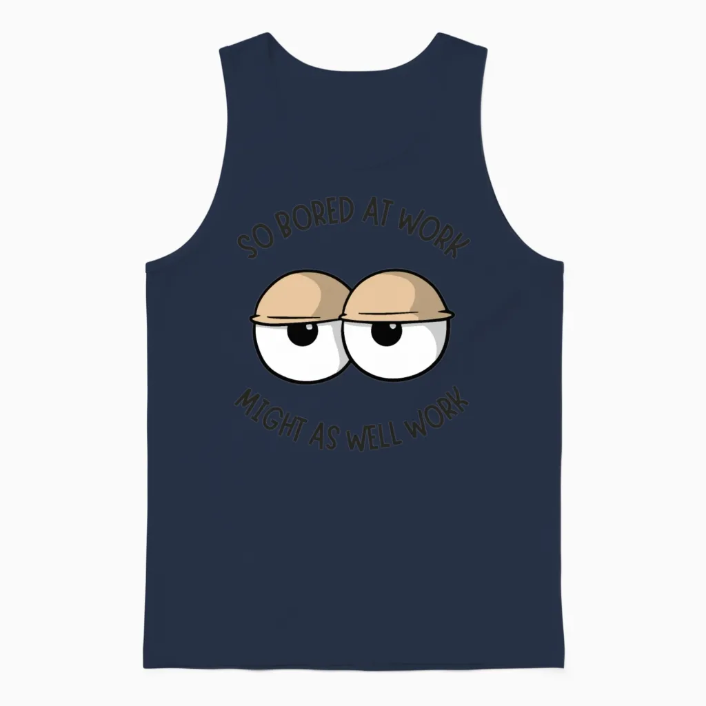So Bored at Work Unisex Tank Top in Navy