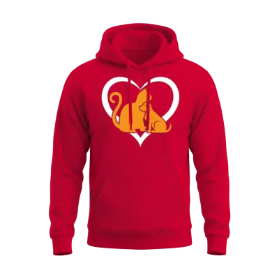 Dog Lover Dog and Cat Lover - Funny Cat & Dog Hear Unisex Hoodie - Red
