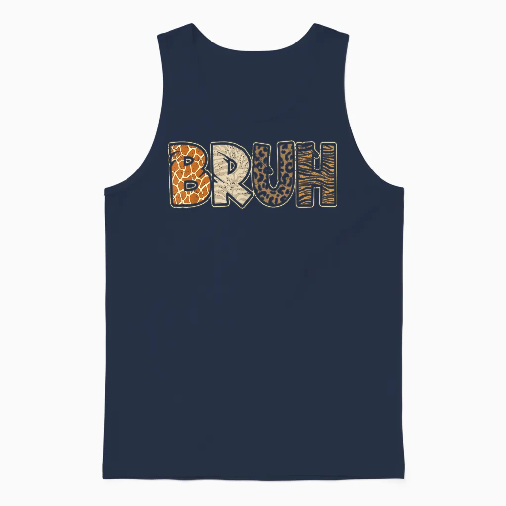Bruh Meme Wild Safari Squad Zookeeper Funny Animals Wildlife Unisex Tank Top in Navy
