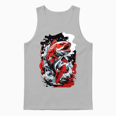 Fanny, Beautiful Red Fish Design .cool Fish Design Unisex Tank Top - Ash