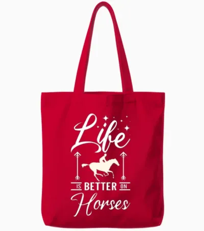 Life Is Better on Horses Tote Bags - Red