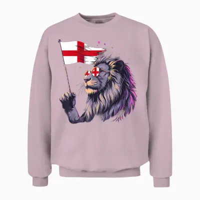England Flag Lion Sunglasses England Pride English Roots Unisex Sweatshirt - Light Pink