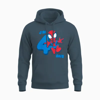 Kids Marvel Spider-Man Cute Spidey Birthday 4 Years Unisex Hoodie - Dark Heather