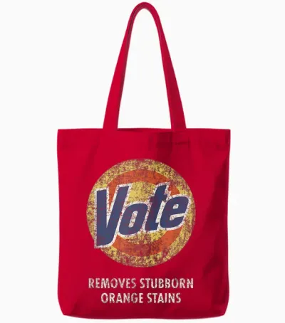 Anti-Trump Vote Laundry Detergent Funny Vintage Tote Bags - Red