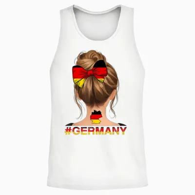 Deutsches Mädchen - Deutschland Flagge Messy Bun Unisex Tank Top - White