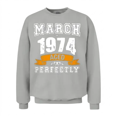 March 1974 Vintage Birthday Present Unisex Sweatshirt - Ash
