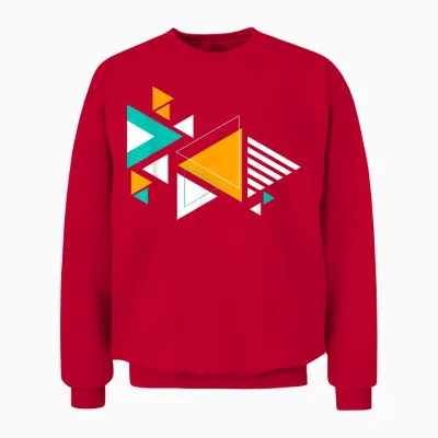 Colorful Art Graphic Geometric Triangle Abstract Unisex Sweatshirt - Red