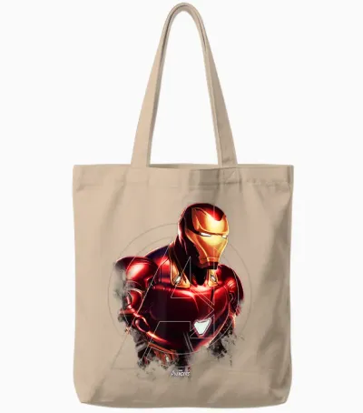 Marvel Avengers Endgame Iron Man Portrait Graphic T-Shirt Small Tote Bags - Natural