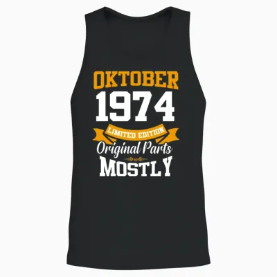 October 1974 Vintage Birthday Present Unisex Tank Top - Black