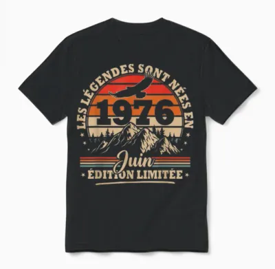 Vintage Anniversaire 50 Ans Cadeau Pour Né En Juin 1976 Unisex T-Shirt - Black