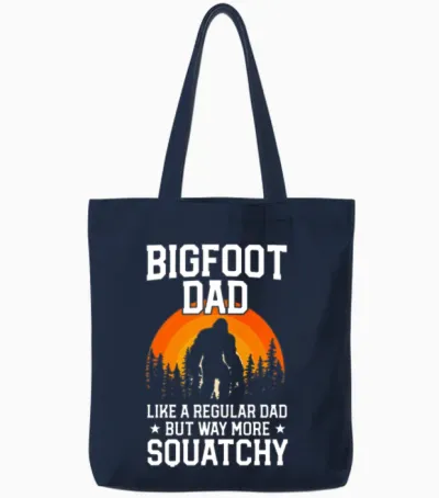 Bigfoot Dad Retro Papa Squatch Vintage Sasquatch Tote Bags - Navy