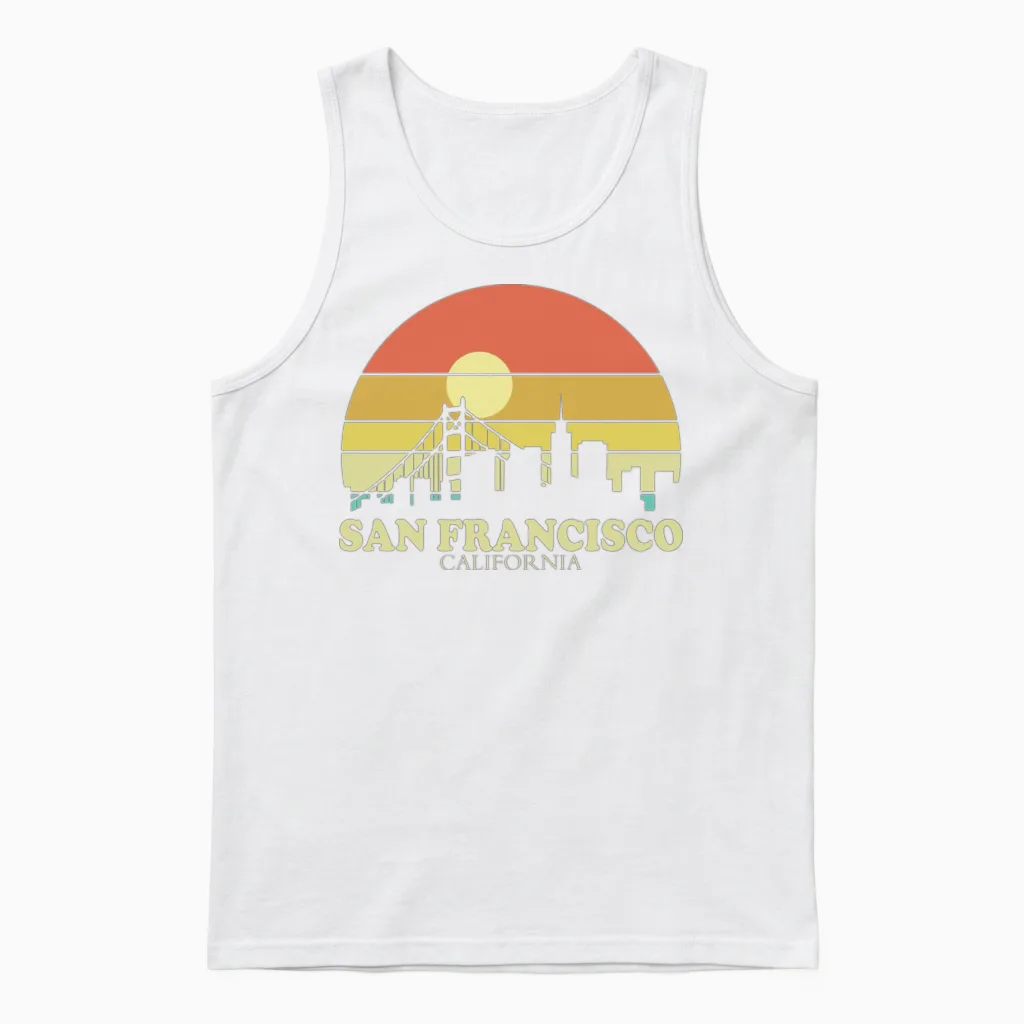 San Francisco Sunset Summer & Beach Unisex Tank Top in White