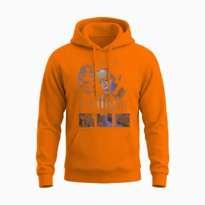 Twilight Edward and Icons T-Shirt, Black Unisex Hoodie - Safety Orange