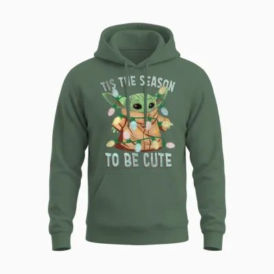 Star Wars: the Mandalorian Christmas Grogu Tis the Season Unisex Hoodie - Military Green