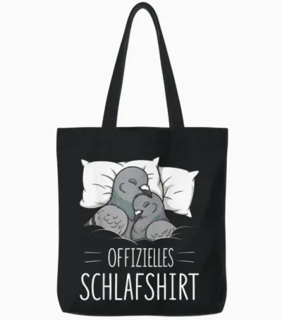 Offizielles Schlafshirt Taube Vogel Pyjama Schlafanzug Tote Bags - Black