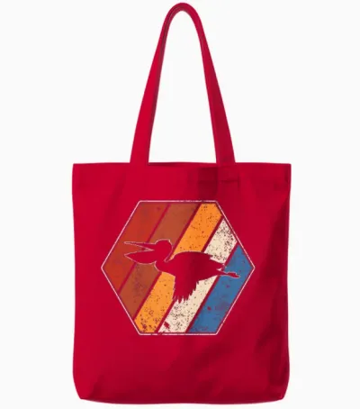 Pelican Retro Tote Bags - Red