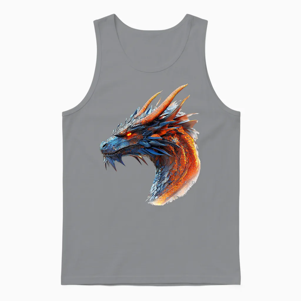 Dragon Drake Mythical Illustration Dragon Drake T-Shirt, White, S Unisex Tank Top in Sport Grey