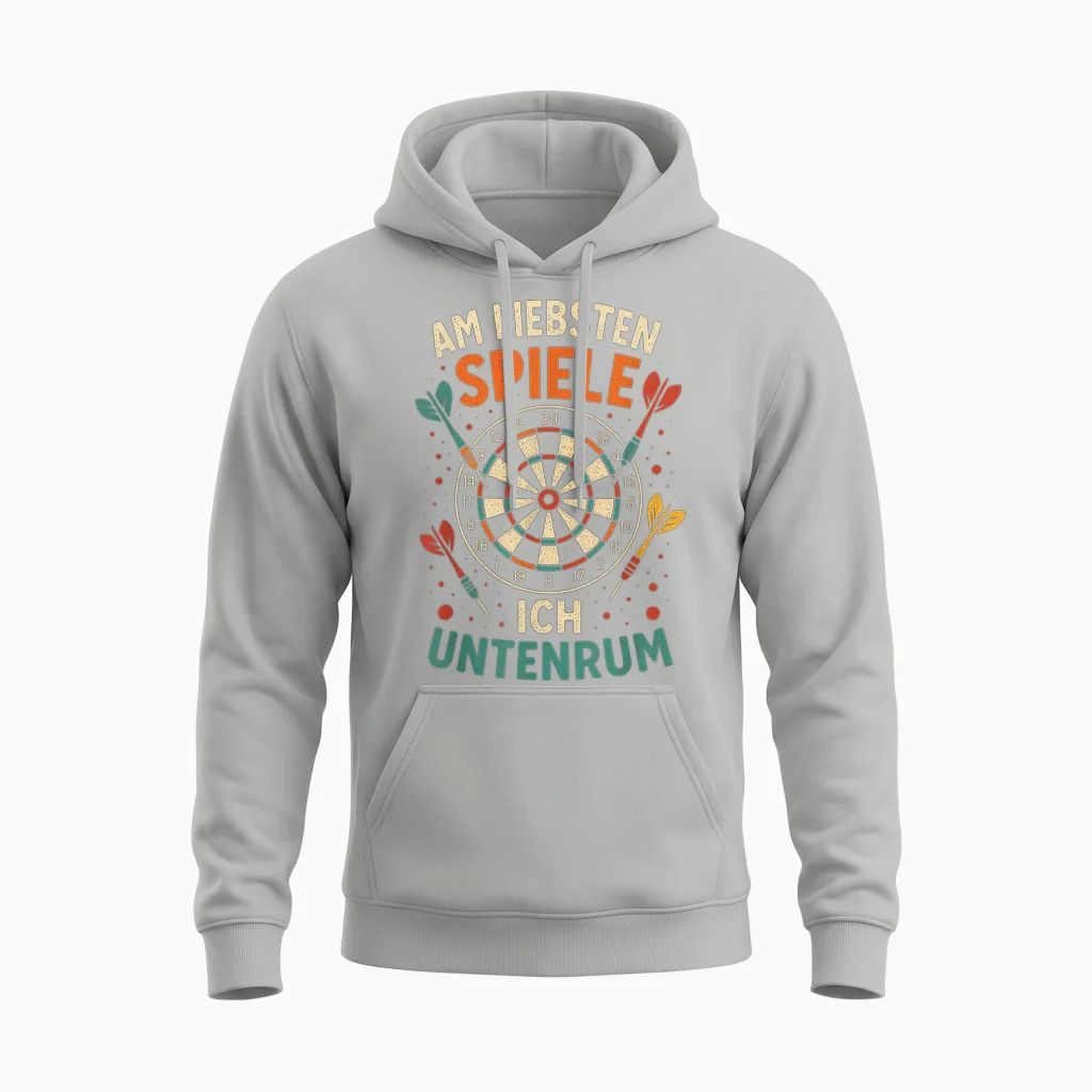 Am Liebsten Spiele Ich Untenrum - Darten Dart Unisex Hoodie in Ash