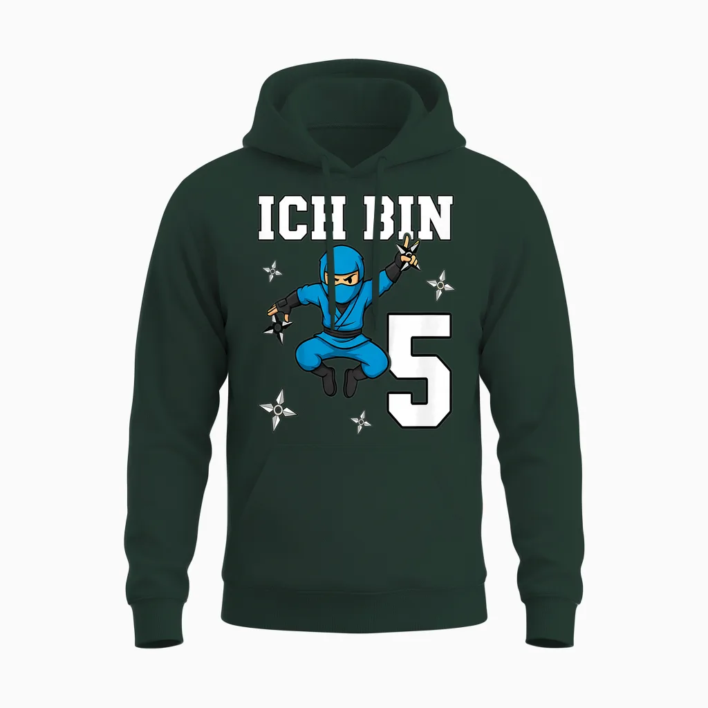 Ich Bin 5 Ninja Geburtstag 5 Jahre Junge Karate Unisex Hoodie in Forest