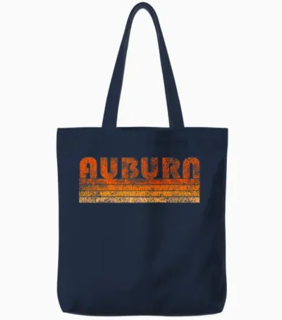 Vintage Retro Auburn Alabama Tote Bags - Navy