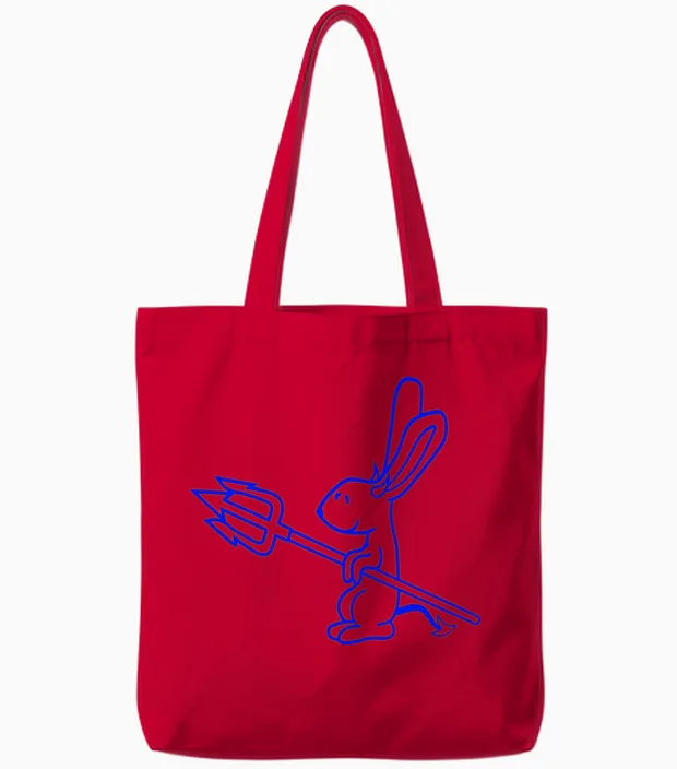 Rabbit Devil Demon Evil Satan Hell Trident Costume Tote Bags in Red