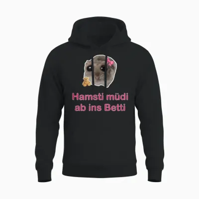 Trauriger Hamster Sad Hamster Hamsty Hamsti Schlafshirt Unisex Hoodie - Black