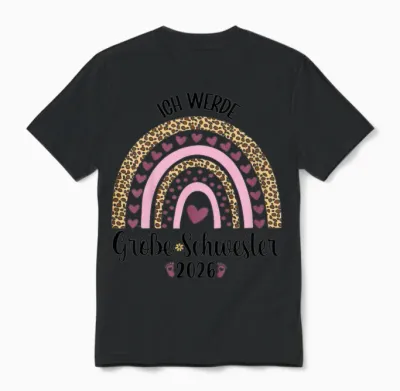Children's T-Shirt with German Text "ich Werde Große Schwester 2026" [german Language], Black, S Unisex T-Shirt - Black