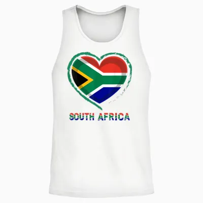 Drapeau Afrique Du Sud Cœur Rustique Pride Art Graphic Unisex Tank Top - White