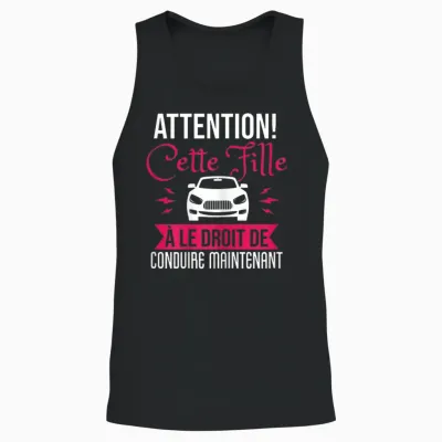 Driving Licence Gift Girl Humour Driving Car T-Shirt, Black Unisex Tank Top - Black