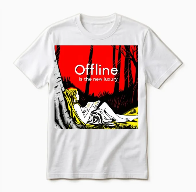 Offline Luxury Forest Reading Unisex T-Shirt in White