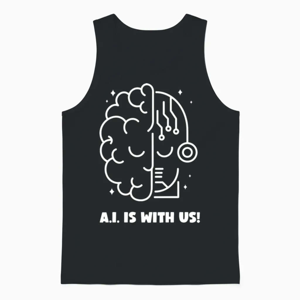 A I Is with Us Artificial Intelligence Unisex Tank Top in Black
