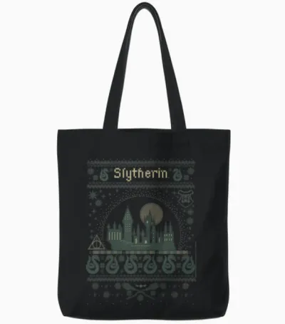 Harry Potter Christmas Slytherin Ugly Tote Bags - Black