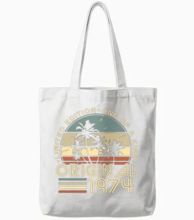 Vintage 1974 Retro 50th Birthday Tote Bags - White
