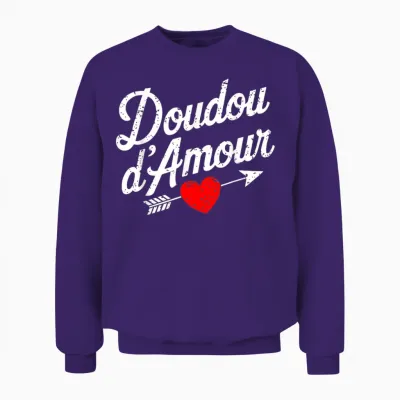 Love Doudou Valentine's Day Gift Couer Cute Romantic Unisex Sweatshirt - Purple