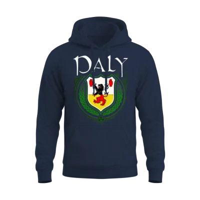 Daly Family Irish Coat of Arms Clan Crest Unisex Hoodie - Navy