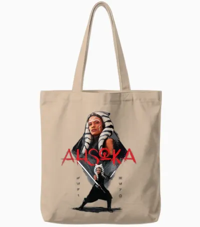 Star Wars Ahsoka Tano Jedi Hero Aurebesh Disney+ Tote Bags - Natural
