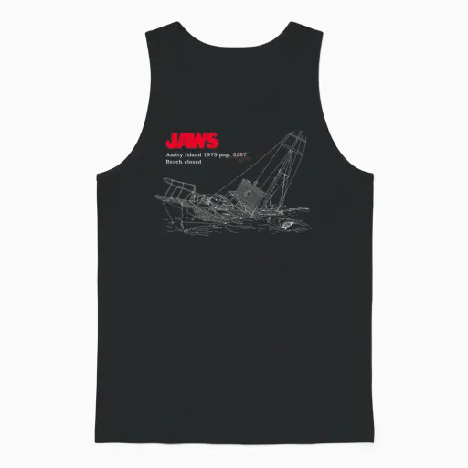 Jaws Amity Island Boat Unisex Tank Top in Black