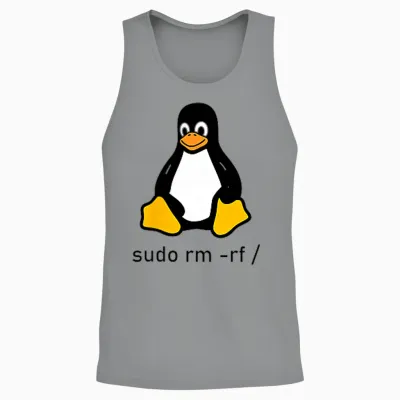 Tux Linux Penguin - Sudo Rm -Rf / Computer Science T-Shirt, Gray Unisex Tank Top - Sport Grey