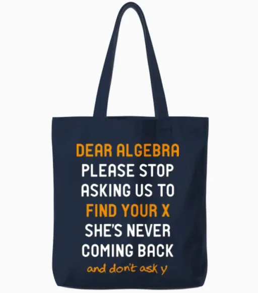 Dear Algebra Tote Bags in Navy
