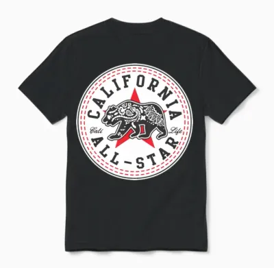 California Converse Black and Red Unisex T-Shirt - Black