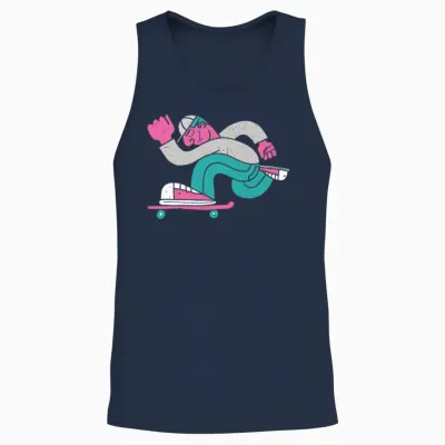 Retro Skate Skateboard Skateboarding Unisex Tank Top - Navy