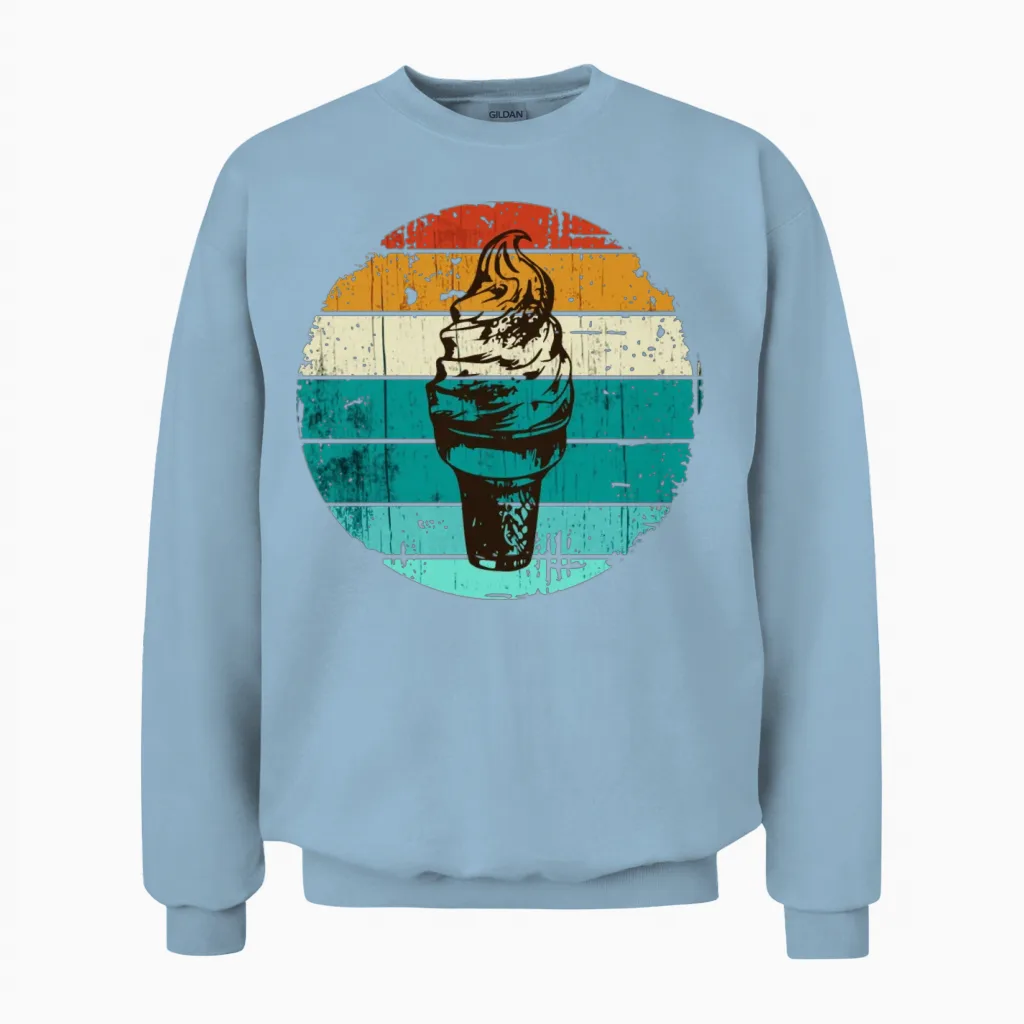 Ice Cream - Retro Unisex Sweatshirt in Light Blue