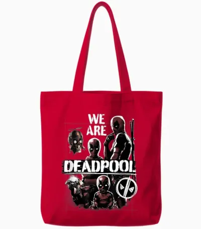 Marvel Deadpool & Wolverine We Are Deadpool Group Shot T-Shirt, Black, S Tote Bags - Red