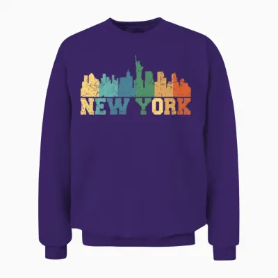 New York Skyline Retro Unisex Sweatshirt - Purple