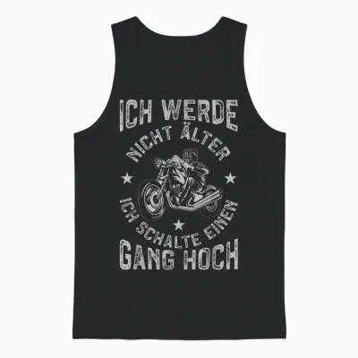Men's Motorcycle T-Shirt with Funny Motorcycle Ich Werde Nicht Older, Black Unisex Tank Top - Black